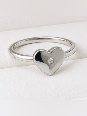 925 Sterling Silver Ring Heart with zircon Promise Ring size 6,7